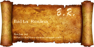 Balta Roxána névjegykártya